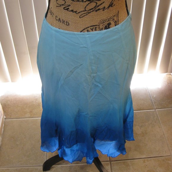 NWT Bebe blue handkerchief hem silk skirt XS extra small - Picture 2 of 9